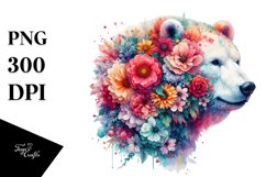 Vibrant Polar Bear Half Flowers Clipart Product Image 3
