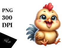 Happy Baby Rooster Sitting | Watercolor Clipart Product Image 1