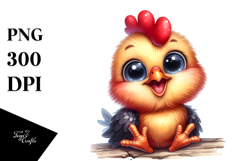 Happy Baby Rooster Sitting | Watercolor Clipart Product Image 1