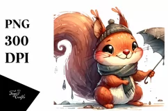 Funny Squirrel with Tongue Out Watercolor Clipart Product Image 3