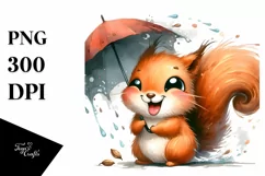 Funny Squirrel with Tongue Out Watercolor Clipart Product Image 3