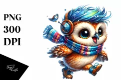 Goofy Baby Owl Running PNG Product Image 1