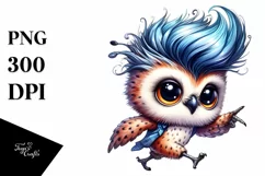 Goofy Baby Owl Running PNG Product Image 3