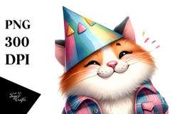 Silly Cat with Party Hat, Transparent PNG Product Image 1