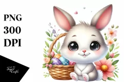 Easter Bunny Egg Flower, Clipart |T-shirt, Mug PNG Product Image 1