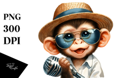 Singer Monkey with Sunglasses, Transparent PNG Product Image 1