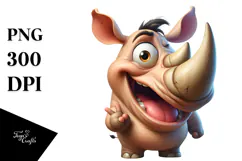 Whimsical Rhino with Pure Joy, PNG Product Image 1