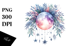 Vibrant Boho Moon Foliage Stars | Sublimation | Clipart Product Image 1