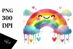 Colorful Hanging Rainbow Hearts PNG Product Image 1