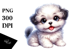 Baby Bichpoo Watercolor PNG Product Image 1