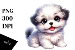 Baby Bichpoo Watercolor PNG Product Image 1