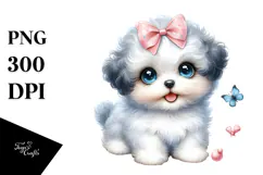 Baby Bichpoo Watercolor PNG Product Image 1