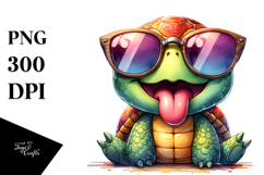 Cute Turtle Smiling Sunglasses | Sublimation Clipart Product Image 1