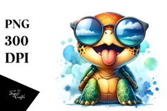 Cute Turtle Smiling Sunglasses | Sublimation Clipart Product Image 1
