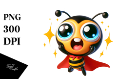 Excited Bee with Superhero Cape, PNG Product Image 1