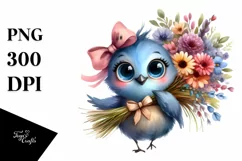 Watercolor Bird Big Eyes Clipart Product Image 1