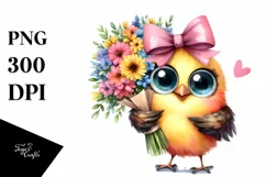 Watercolor Bird Big Eyes Clipart Product Image 1