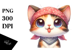 Cute Kitten Watercolor Splash PNG Product Image 1