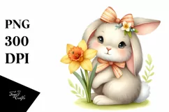 Easter Bunny Egg Flower, Clipart |T-shirt, Mug PNG Product Image 1
