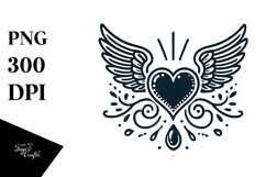 Simple Heart with Wings, High-Res PNG Product Image 1