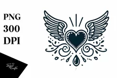 Simple Heart with Wings, High-Res PNG Product Image 1
