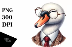 Funny Swan in Suit Watercolor Clipart Product Image 1