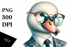 Funny Swan in Suit Watercolor Clipart Product Image 1