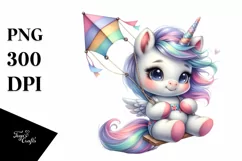 Cute Baby Unicorn Playing on Swing | Clipart Product Image 3