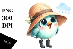Watercolor Baby Bird with Big Eyes and Sun Hat Product Image 3