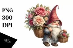 Detailed Gnome Rose Bouquet | Sublimation | Clipart Product Image 3