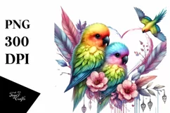 Cute Baby Parrot with Heart, PNG Product Image 1