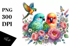 Pastel Heart Big Parrot Behind PNG Product Image 1