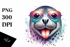 Funny Seal Sunglasses Tongue Clipart Product Image 1