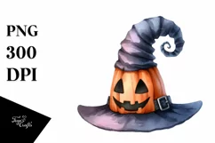 Funny Halloween Hat Watercolor | Sublimation Clipart Product Image 1