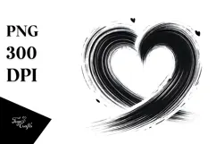 Heart with Paintbrush Style, Elegant PNG Product Image 1
