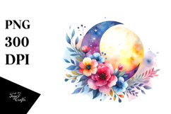 Wimsical Moon Flowers | Sublimation | Clipart Product Image 1