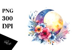Wimsical Moon Flowers | Sublimation | Clipart Product Image 3