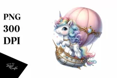 Cute Baby Unicorn Dancing from Airship | Clipart Product Image 1