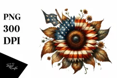 Vintage Sunflower USA Flag Clipart Product Image 3