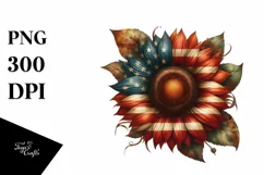 Vintage Sunflower USA Flag Clipart Product Image 1