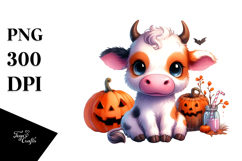 Cute Baby Cow in Halloween PNG Product Image 1