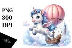 Cute Baby Unicorn Dancing from Airship | Clipart Product Image 3