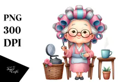 Watercolor Character Sitting on Chair Holding Mug Product Image 1