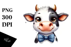 Happy Cow with Bow and Tie, Transparent PNG Product Image 1