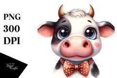 Happy Cow with Bow and Tie, Transparent PNG Product Image 1