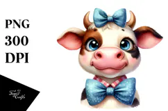 Happy Cow with Bow and Tie, Transparent PNG Product Image 1