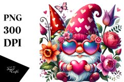 Valentines Gnome with Sunglasses PNG Product Image 1
