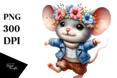Running Baby Mouse with Cool Haircut PNG Product Image 1
