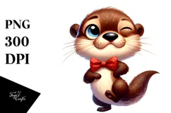 Playful Otter with Bow Tie, Transparent PNG Product Image 1