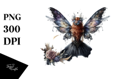 Gothic Fairy on Cloud Creative View, Watercolor PNG Product Image 1